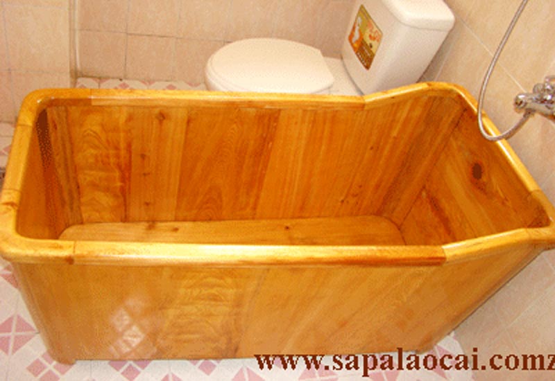 Bồn tắm gỗ Pơ mu hình chữ nhật